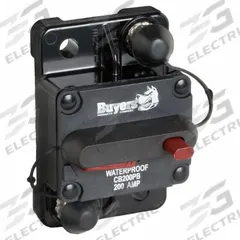 Automotive Circuit Breaker: CB, 42V DC, 200 A at 42V DC, Stud (MPN CB200PB). Key specifications — Series: CB; Voltage: 42V DC; Interrupt Rating: 200 A at 42V DC; Terminal Connection: Stud; Circuit Breaker Type: Hi-Amp Circuit Breaker; Brand: BUYERS PRODUCTS.