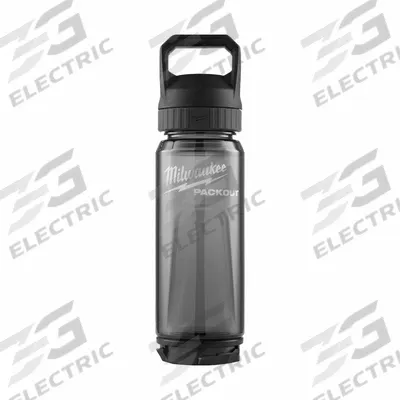 MILWAUKEE Bottle: 25 oz Capacity, Black, Plastic, BPA-Free, 11 1/4 in Overall Ht - Plastic Water Bottles