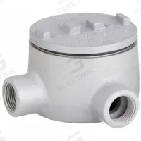 Conduit Outlet Body: Aluminum, GR, 1 1/4 in Trade Size, L Body, 31 cu in Body Capacity (MPN GRL125-A). Key specifications — Series: For Standard Body; Compatible Conduit Trade Size: 1-1/4 in; Thread Gender: Female; Hub Style: Threaded; Cover Included: Yes; Body Style: L; Connection Type: Threaded; Back Type: Round.