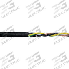 CHAINFLEX Motor Cable: 14 AWG, 4 Conductors, Order by the Foot, TPR Jacket, 1,000 V (MPN CF34-25-04-1). Key specifications — Conductor Material: Copper; Conductor Configuration: Single; Minimum Bend Radius Factor - Fixed: 4 x OD; Minimum Bend Radius Factor - Flexible: 6 x OD; Includes Ground: Yes; Minimum Bend Radius Factor - E-Chain: 7.5 x OD; Resistance Properties: Notch Resistance; Standards: CE.