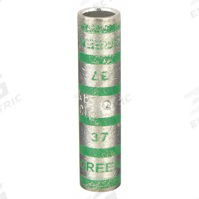 THOMAS & BETTS Open Barrel Splice: 1 AWG Wire Size, Green Code, 2 in, Copper Barrel - Crimped Butt Splice Compression Connectors