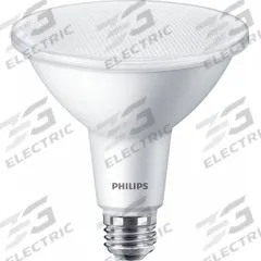 PHILIPS Compact LED Lamp: LED, PAR38, Medium Screw (E26), 13 W Watt, 2700K, 1,300 lm Light Output (MPN 13PAR38/COR/927/F40/DIM/P/ULW/T20-6/1FB). Key specifications — Bulb Finish: Clear; Color Temperature: 2700K; Shatter-Resistant: Yes; Brand: PHILIPS; Voltage: 120V; Bulb Shape: PAR38.