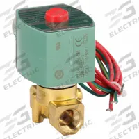REDHAT Solenoid Valve: 2-Way, 3/8 in Pipe Size, 110V AC/120V AC, Brass Body, PTFE Seal (MPN 8263H125LT). Key specifications — Coil Enclosure: Watertight without Junction Box; Pipe Size: 3/8 in; Voltage: 110V AC; Brand: REDHAT.