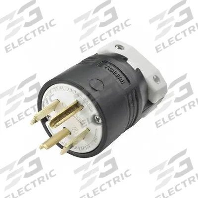 HUBBELL Straight Blade Plug: 14-30P, 125/250V AC, 30 A, 3 Pole, 4 Blade, Black (MPN HBL9431C) - General Purpose Plugs