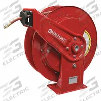 Spring Return Hose Reel: 70 ft (3/8 in I.D.), 1/4 in MNPT, 300 psi Max Op Pressure, Red, NPT x NPT (MPN HD76070 OLP). Key specifications — Reel Color: Red; Hose Capacity: 70 ft (3/8 in I.D.); Overall Dimensions: 19-3/4 in L x 7 in W x 20-1/4 in H; Swivel Material: Nickel Plated Steel; Hose End Configuration: 1/4 in MNPT; Brand: REELCRAFT.