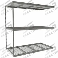 TENNSCO Boltless Shelving: Add-On, Heavy-Duty, 84 in x 42 in, 84 in Overall Ht, 3 Shelves, Steel (MPN ZLC7-8442A-3W). Key specifications — Finish: Powder Coated; Maximum Post Load Capacity: 13,000 lb with Beam Evenly Spaced at 24 in; Decking Material: Steel; Color: Gray; Beam Profile: Channel; Brand: TENNSCO; Side Panel: Closed (Starter); Open (Add-On).