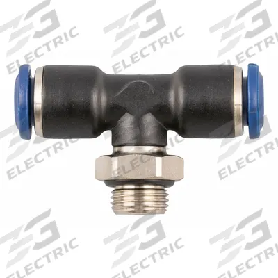 AIGNEP USA Push-Fit Tee Fitting: 5/16 in OD x 5/16 in OD x 1/8 in Pipe Size, Nylon - Nylon & Nickel-Plated Brass Tube Fittings