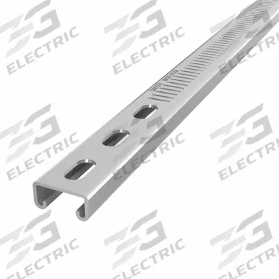 DAKOTA SYSTEMS Strut Channel: Steel, Pre-Galvanized Zinc, 12 ga Gauge, Perforated Slot - Perforated-Slot Strut Channels