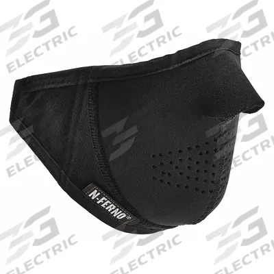 N-FERNO BY ERGODYNE Hard Hat Liner: Neoprene, Face, Hook-and-Loop, Black, Universal - Face Masks for Hard Hat Liners