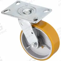 APPROVED VENDOR Plate Caster: Swivel, No Brake, Polyurethane, 6 in Wheel Dia., 2 in Wheel Wd, Slot (MPN P21S-UY060KP-16-001). Key specifications — Brand: APPROVED VENDOR; Wheel/Tread Color: Yellow; Roll Up: Swivel.