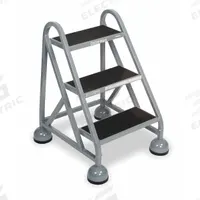 COTTERMAN Step Stool: 2.3 ft Overall Ht, 450 lb Load Cap, 3 Steps, Steel, 2.3 ft Standing Ht (MPN ST-300 A2 C1 P5). Key specifications — attr1051722: Rolling Step Stool; attr1055542: Not Stackable; attr1051712: Replacement Foot Pads; attr1051697: COTTERMAN; attr1051699: (4) Swivel; attr1051702: Gray; attr1051707: Rubber; attr1051708: Slip-Resistant.