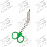 EMI Colorband Scissor: Bandage Scissors, Stainless Steel, Angled, Plastic, 5 1/2 in Overall Lg (MPN 310 GREEN). Key specifications — Disposability: Reusable; Product Type: Bandage Scissors; Color: Green; Blade Material: Stainless Steel; Handle Material: Plastic; Brand: EMI; Blade End Type: Angled.