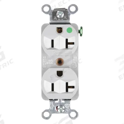 HUBBELL Receptacle: Hospital Grade Fed. Spec., Duplex, 5-20R, Gray, 125V AC, 20 A - General Purpose Receptacles
