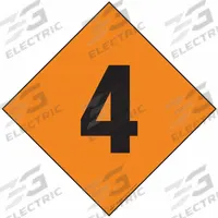 LABELMASTER Fire Division Symbol Placard: 4, 24 in, 24 in Label Wd, Plastic-Lite, Placard (MPN HMPG148PL). Key specifications — Material: Plastic-Lite; Brand: LABELMASTER; Message: 4.