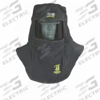 OBERON Arc Flash Hood: 4 PPE CAT, 46 cal/sq cm ATPV, Aramid ( 10.7 oz/sq yd ), Ventilated, Black (MPN TCG40-C+HVSL). Key specifications — Size: Universal; Garment Material: Aramid; Includes: Hard Cap; Ventilation System; LED Headlamp; Brand: OBERON; Hood Window Type: Face Shield Fitted; Ventilated: Yes.