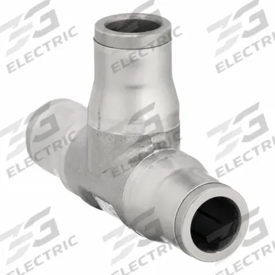 LEGRIS Push-Fit Tee Fitting: 10 mm OD x 10 mm OD x 10 mm OD Size, Stainless Steel - Stainless Steel Tube Fittings