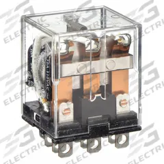OMRON General Purpose Relay: Socket Mounted, 10 A Current Rating, 12V DC, 3PDT, 11 Pins/Terminals (MPN LY3-DC12). Key specifications — Brand: OMRON; Base Type: Square; Mounting Style: Plug-In; Pin Shape: Flat; Electrical Connection: Plug-In; Manufacturer Part Number: LY3-DC12; Operating Current: 10 A at 24V DC (Resistive Load); Series: LY Series.