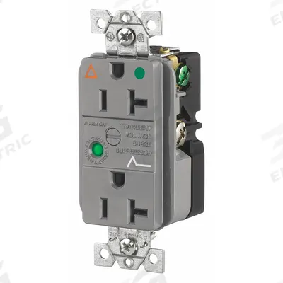 BRYANT Receptacle: Hospital Grade, Duplex, 5-20R, Gray, 125V AC, 20 A - General Purpose Receptacles