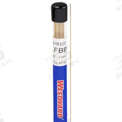 WESTWARD Brazing Alloy: Low-Fuming Bronze, 0%, RBCuZn-C, 1/16 in x 36 in, Bare (MPN 41R225). Key specifications — Tensile Strength: 71 ksi; Yield Strength: 64 ksi; Manufacturer Part Number: 41R225; Brand: WESTWARD; pack-container: 1/pk.