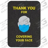 PIG Floor Sign Mat: Thank you for Covering Your Face, 17 in x 2 ft, 17 in Overall Wd, Drying, 4 PK (MPN GMM21010-BK)