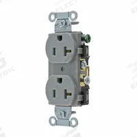 BRYANT Receptacle: Duplex, 5-20, Gray, 125V AC, 20 A, 2 Pole / 3 Wire (MPN CRS20GRY)