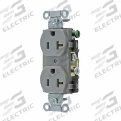 BRYANT Receptacle: Duplex, 5-20, Gray, 125V AC, 20 A, 2 Pole / 3 Wire (MPN CRS20GRY)