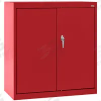 SANDUSKY Shelf Cabinet: 36 in x 18 in x 36 in, Swing Handle & Keyed, 24 ga Panel Thick, Frame, Red (MPN CA21361836-01). Key specifications — Cabinet Color: Red; Method of Construction: Welded; Base Type: Frame; Assembled: Assembled; Mobility: Stationary; Adjustable Shelves: (2) Adjustable; Cabinet Finish: Powder Coated; Cabinet Material: Steel.