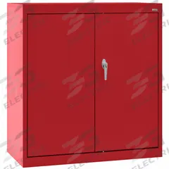 SANDUSKY Shelf Cabinet: 36 in x 18 in x 36 in, Swing Handle & Keyed, 24 ga Panel Thick, Frame, Red (MPN CA21361836-01). Key specifications — Cabinet Color: Red; Method of Construction: Welded; Base Type: Frame; Assembled: Assembled; Mobility: Stationary; Adjustable Shelves: (2) Adjustable; Cabinet Finish: Powder Coated; Cabinet Material: Steel.