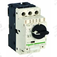 SCHNEIDER Manual Motor Starter: Non-Reversing, 3 Poles, 1 A, Thermal Protection, Selector Switch (MPN GV2P05). Key specifications — Maximum Voltage Rating: 600V AC; Brand: SCHNEIDER; Thermal Units Required: None (Starter Includes Integrated Thermal Units); Frame Size (Width): 45mm.