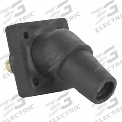 Single Pole Receptacle: Black, Angled Taper Nose Mating, Threaded Stud Termination, 600V AC/600V DC (MPN 16R30-UE). Key specifications — Series: 16; Receptacle Gender: Female; Brand: LEVITON.