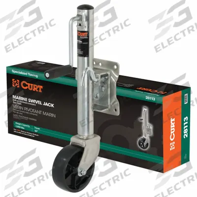 CURT Trailer Jack: Marine Jack, 1,200 lb Static Load Capacity, Sidewind, Bolt-On - Trailer Jacks with Wheels