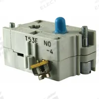 EATON Contact Block: 30 mm Panel Mounting Size, 1NO, Momentary, 10250T/E34 Series (MPN 10250T53E). Key specifications — Switch Action: Momentary; Terminal Connection Type: Screw Clamp Terminals; Brand: EATON; Compatible with Series: 10250T.