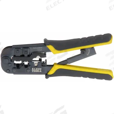 KLEIN TOOLS Ratchet Crimper: For RJ-11/12/RJ-22/RJ-45, Cat3/Cat5e/Cat6 - Modular Data Plug Crimpers