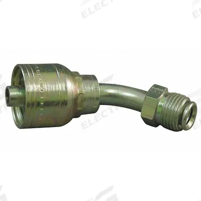 AEROQUIP Hydraulic Crimp Fitting: Steel x Steel, 45° Elbow, -4 For Hose Dash Size - Aeroquip Crimp Hydraulic Hose Fittings with Inverted Flare Connection