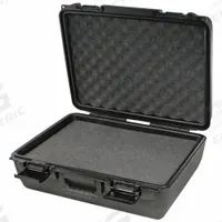 FLAMBEAU Protective Case: 12 5/8 in x 17 3/4 in x 7 1/2 in Inside, Solid, Black, Stationary, 6 lb Wt (MPN 50500F). Key specifications — Closure Type: Single Throw; Brand: FLAMBEAU; Carry-On Size: No.