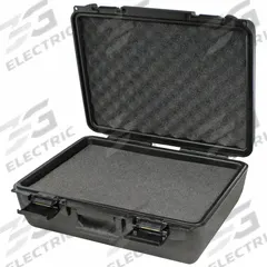 FLAMBEAU Protective Case: 12 5/8 in x 17 3/4 in x 7 1/2 in Inside, Solid, Black, Stationary, 6 lb Wt (MPN 50500F). Key specifications — Closure Type: Single Throw; Brand: FLAMBEAU; Carry-On Size: No.