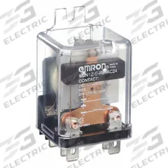 OMRON Flange Mount Relay: Surface (Side Flange) Mounted, 30 A Current Rating, 24V AC, SPDT (MPN MJN1Z-E-RP-AC24). Key specifications — Brand: OMRON; Base Type: Square; Mounting Style: Side Flange; Electrical Connection: Quick-Connect Terminal; Manufacturer Part Number: MJN1Z-E-RP-AC24; Operating Current: 30 A at 28V DC (Resistive Load); Series: MJN Series.