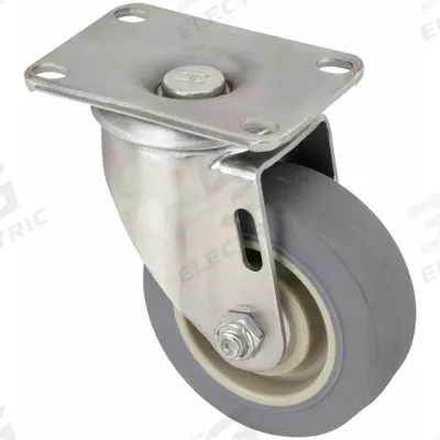 APPROVED VENDOR Plate Caster: Corrosion-Resistant/Debris-Resistant, Swivel, Rubber - Corrosion-Resistant Plate Casters