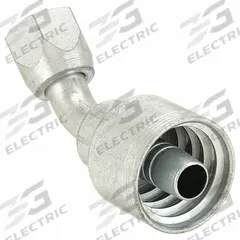 AEROQUIP Hydraulic Crimp Fitting: Steel x Steel, 45° Elbow, -24 For Hose Dash Size, JIC x Crimp (MPN 4SA24FJA24). Key specifications — Fitting Gender: Female x Genderless; Fitting Connection Type: JIC x Crimp; Thread Size: 1-7/8"-12; For Hose Dash Size: -24; Brand: AEROQUIP.