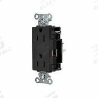 HUBBELL Receptacle: Decorator Duplex, 5-15, Black, 125V AC, 15 A, 2 Pole / 3 Wire (MPN HBL2152STBK)