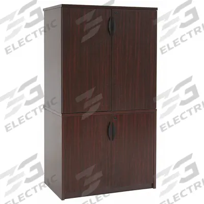 REGENCY Double Stack Storage Cabinet: Mahogany, Laminate/PVC, 65 in Overall Ht - Double Stack Storage Cabinets