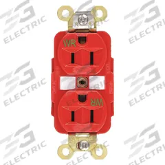 HUBBELL Receptacle: Duplex, 5-15, Red, 125V AC, 15 A, 2 Pole / 3 Wire (MPN HBL5262RWR)