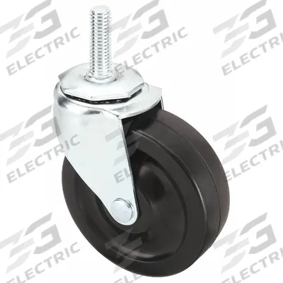APPROVED VENDOR Stem Caster: Swivel, 3 in Wheel Dia., 1 1/4 in Wheel Wd, Rubber - Standard Threaded Stem Casters