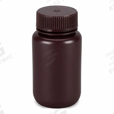 GLOBE SCIENTIFIC Dispensing Bottle: HDPE, 125 mL, 4.22 fl oz, Closure Included, Amber - HDPE Wide Mouth Round Lab Bottles