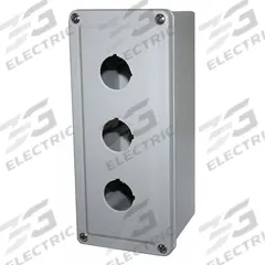 EATON Push Button Enclosure: 30mm, 3 Holes, Non-Metallic, NEMA 12/3/4X (MPN E34N53). Key specifications — attr211299: EATON; attr1043605: Oil-Tight and Dust-Tight.