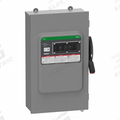 SCHNEIDER Safety Switch: Fusible, 200 A, Three Phase, 600V AC/DC, Galvanized Steel - Fusible Safety Switches