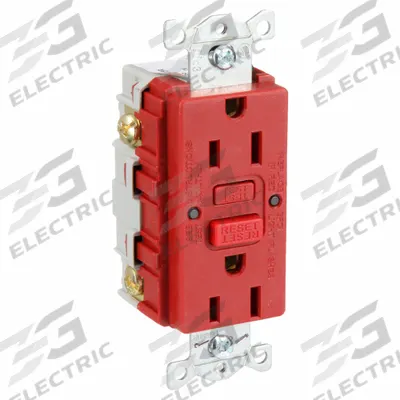 HUBBELL GFCI Receptacle: Duplex, 5-15, Red, GFCI, 125V AC, 15 A, 2 Pole / 3 Wire (MPN GFR15R) - General Purpose Receptacles