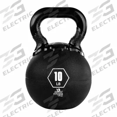 CHAMPION SPORTS Kettle Bell: 10 lb, Black, Rubber, Round - Kettle Bells