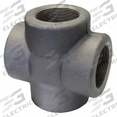 ANVIL Metal Pipe Cross: 2 1/2 in x 2 1/2 in x 2 1/2 in x 2 1/2 in, Steel, Class 3000 - Threaded High-Pressure Pipe Fittings