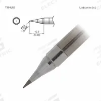 HAKKO Soldering Tip: T39 Series, Conical, 0.2 mm W, 12.5 mm Lg (MPN T39-IL02). Key specifications — Brand: HAKKO; Compatible Handpiece Manufacturer Model Number: FX-9702; Manufacturer Part Number: T39-IL02.